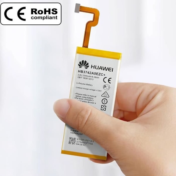 Internt batteri til Huawei P8 Lite - AVIZAR - HB3742A0EZC+ - Kapacitet 2200mAh - Lithium Ion - 3,7 V Vit