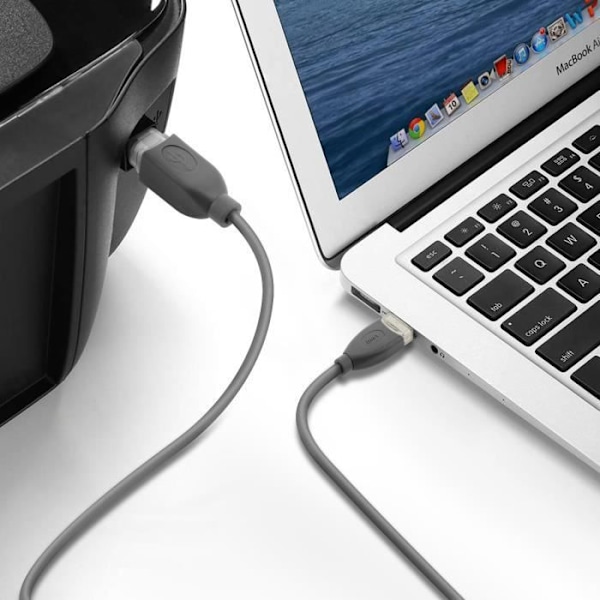 USB-A 2.0 till USB-B 2.0-kabel - LINQ - 3m - Snabb överföring - Stabil anslutning - Grå