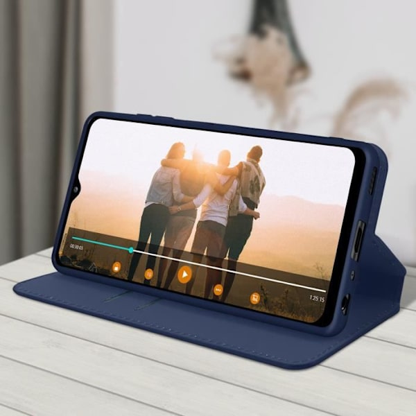 Hus för Samsung Galaxy A32 5G - MÄRKE - Etui i ekoläder - Videostöd - Kortficka - Mörkblå Midnattsblå