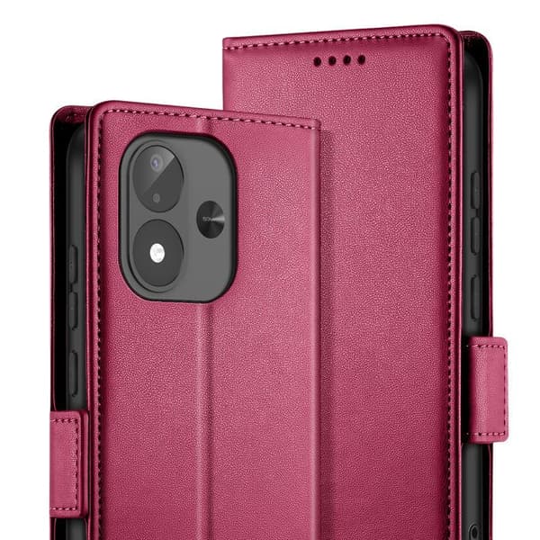 Plånboksfodral för Redmi Note 17 Serie Smart Book med Stöd Bordeaux Röd