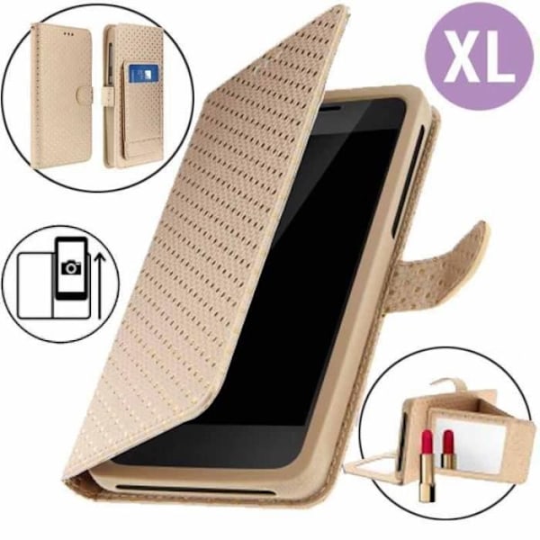 Guld pung etui med gyldne prikker til LG Google Nexus 5X gyllene
