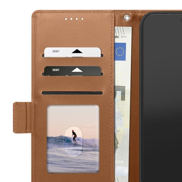 Pungetui til Redmi Note 17 Serie Smart Book med Støtte Lys Brun brun