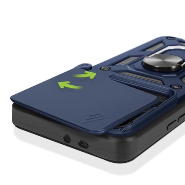 Coque för Xiaomi 14T Pro - Mayaxess - Stötsäker - Skjutbart kameraskydd - Stödring Blå