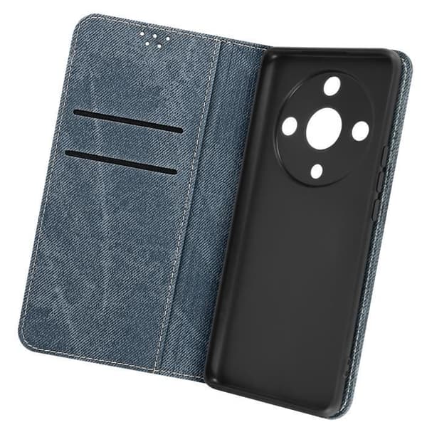 Etui Portefeuille - Honor - Magic 6 Lite 5G - Denim - Video Support - Blå Blå