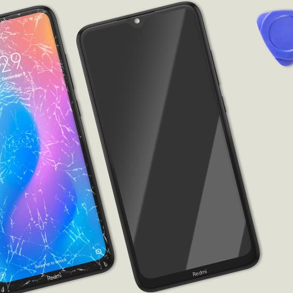 LCD-skärm - Xiaomi - Redmi Note 8T - Beröringsglas - Förmonterad ram - Grå färg Grå