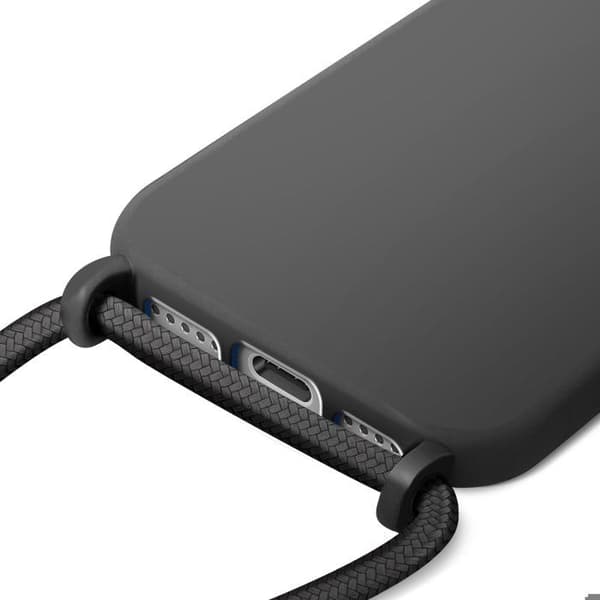 Cover - ADVARSELSE - iPhone 17 Pro - Silikone Sort - Blød Berøring - Justerbar Snor Svart