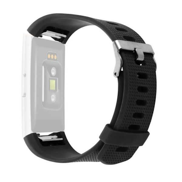 Armband - AVIZAR - FitBit Charge 2 - Texturerad silikon - Spänne - 205mm svart Svart