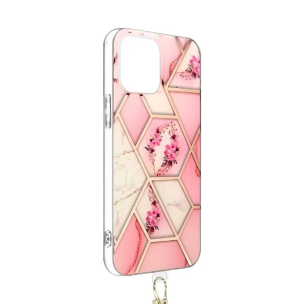 Suojakuori - AVIZAR - iPhone 13 Pro Max - Geometrinen kuvio - Irrotettava naru - Rose Rosa