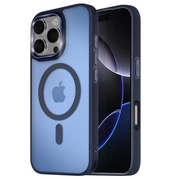 Coque MagSafe för iPhone 16 Pro Matte Frostad Baksida Blå Nattkant Blå