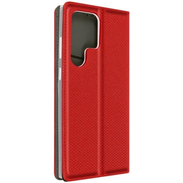 Fodral - AVIZAR - Samsung S23 Ultra - Syntetiskt läder - Magnetisk stängning - Korthållare Röd