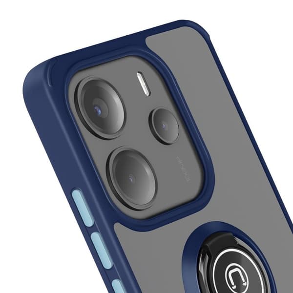 Cover - ADVISER - Xiaomi Note 14 4G - Stødabsorberende - Metalring - Blå Blå