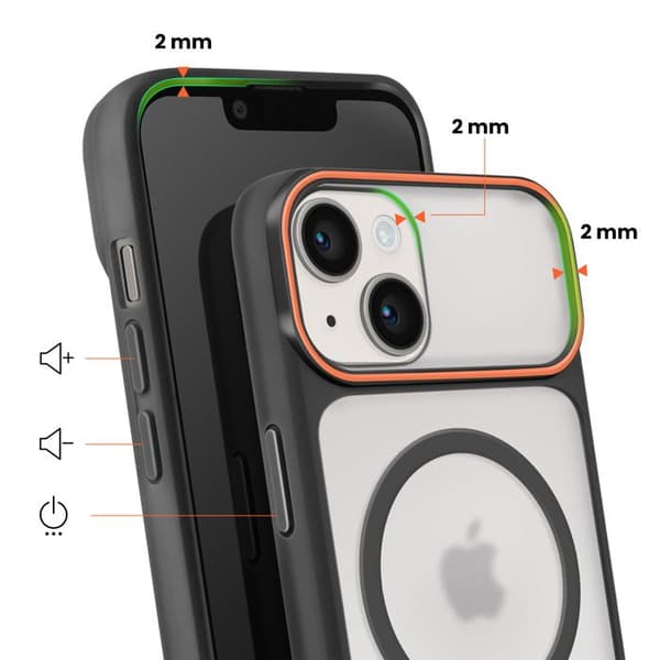 MagSafe-cover til iPhone 15 Plus / 14 Plus Hårdt Bagcover med Sort Silikone Ramme Svart