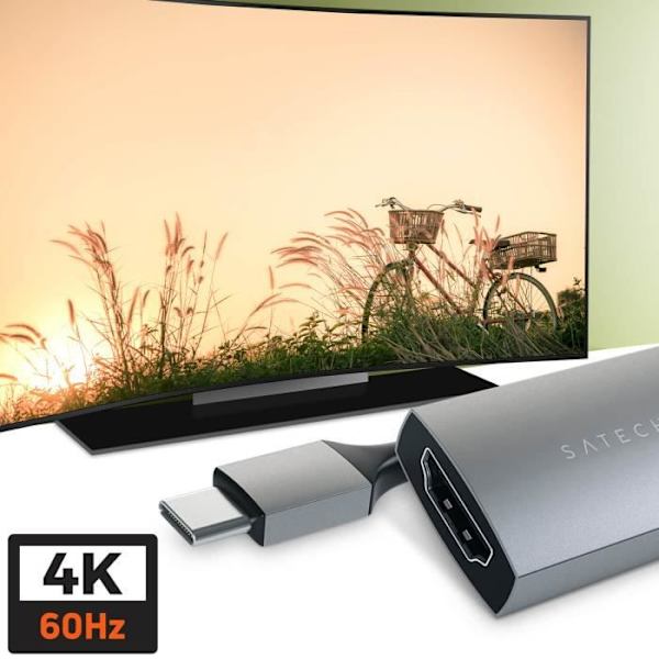 USB C - HDMI - Satechi - 4K 60Hz - Kompakti - Harmaa - 19g