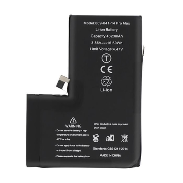Lithium Ion Batteri AVIZAR BAT-PCB-14X til iPhone 14 Pro Max - 4323mAh - Sort Svart