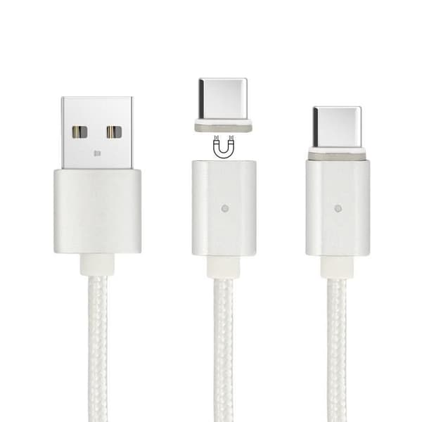 USB-kabel til USB type C - AVIZAR - 1m - Vævet nylon - Opladning og synkronisering - Magnetisk connector
