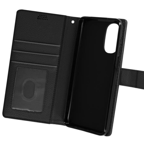 Motorola Moto G52 och G82 Flip Wallet Fodral Video Support Handledsrem Svart