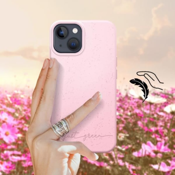 iPhone 13 Mini Case - JUST GREEN - Kierrätettävä - Vaaleanpunainen Rosa