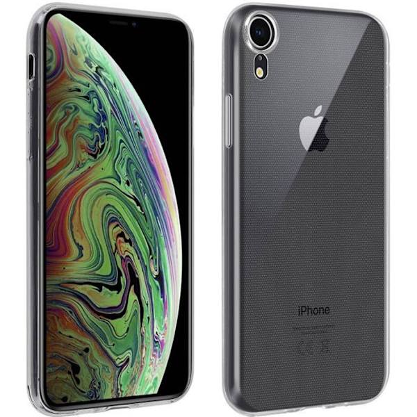 Skyddsfodral och film - Apple - iPhone XR - Transparent silikon - Härdat glas - Mjuk transparent