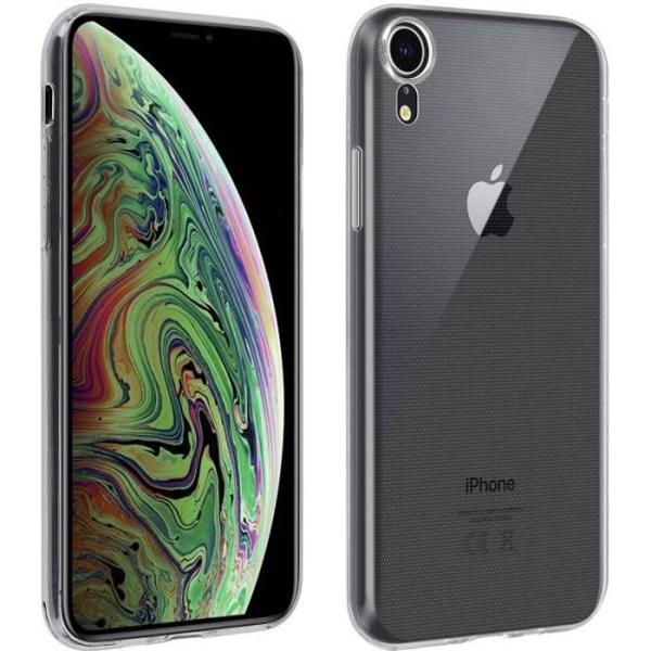 Takakansi + karkaistu lasi näyttökalvo iPhone XR - musta ääriviiva transparent