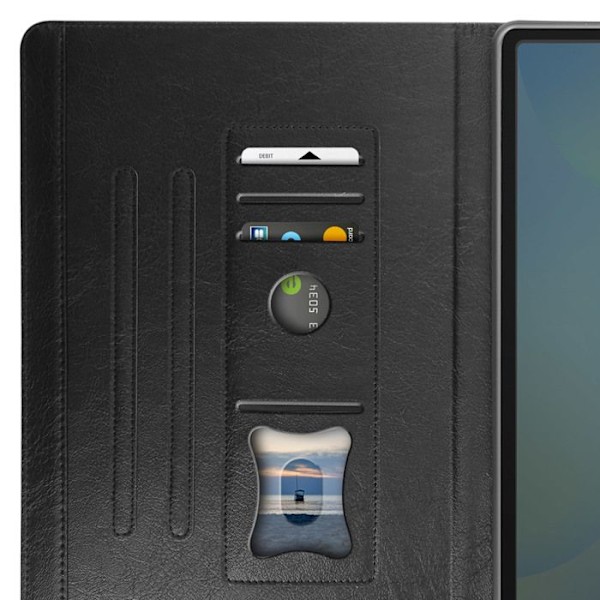 Samsung Galaxy Tab S10 FE Plus Kansilaukku, Korttipidike, Video Tuki, Musta Svart