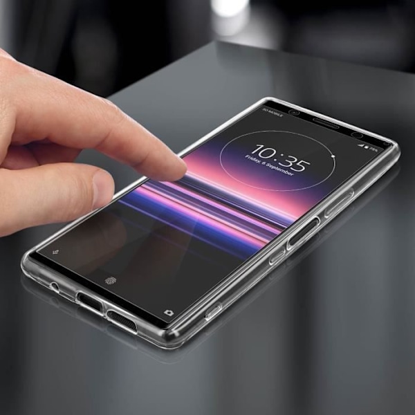Skyddspaket - AVIZAR - Sony Xperia 5 - Silikon - Härdat Glas 9H - Svart Svart