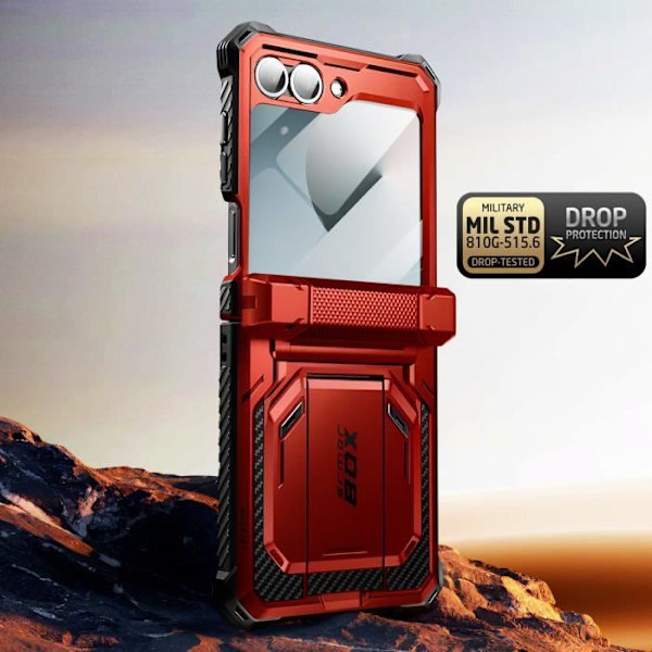 Carbon Case för Samsung Z Flip 6 Full Protection Stötsäker I-Blason Red Röd