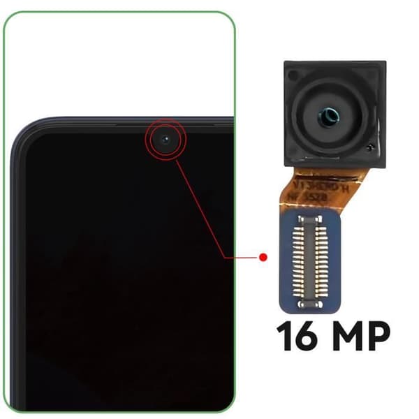 Frontkamera - Samsung Galaxy M34 5G - 13MP - Sort - 100% Ny Erstatning Svart
