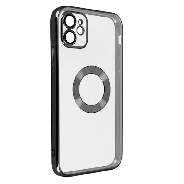 iPhone 11 Silikonfodral Camera Block Transparent skal Black Chrome Contour Transparent med svart kromram