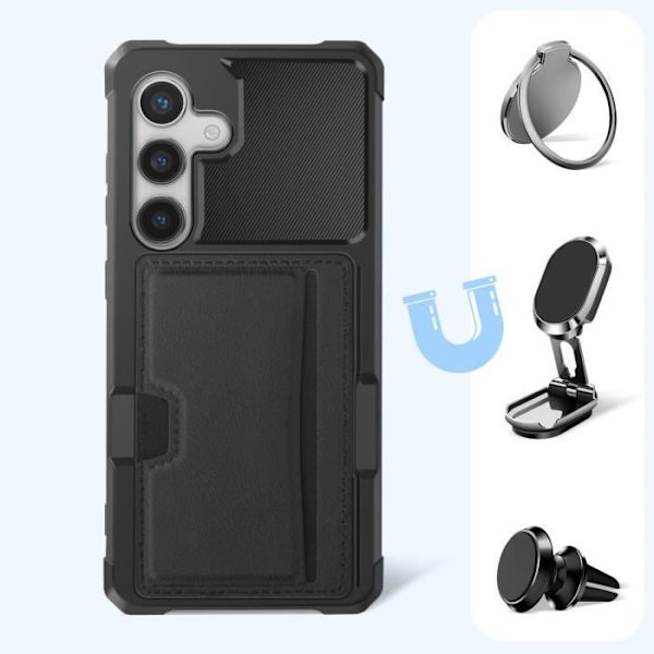 AVIZAR Fodral för Samsung Galaxy S24 Stötsäkert med förstärkta hörn och korthållare svart Svart