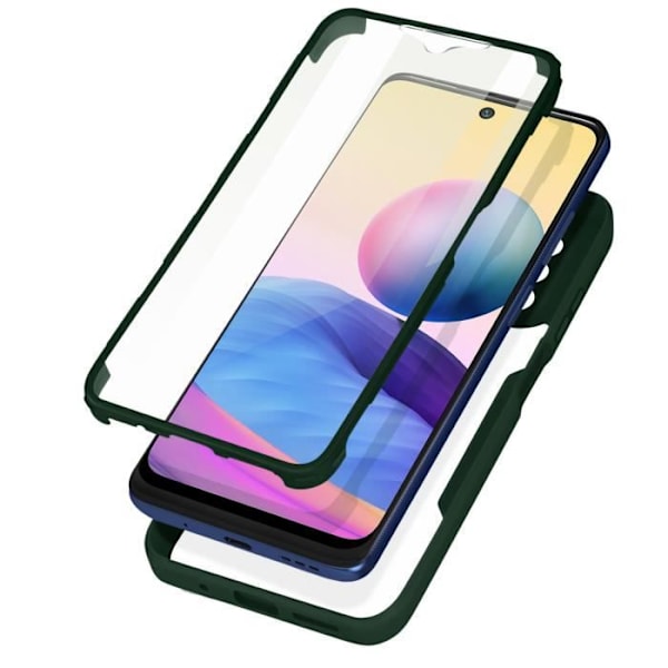 Heltäckande skal - AVIZAR - Xiaomi Note 10 5G/Poco M3 Pro - Bakstycke Plexiglas - Framsidan Polymer - Matt grön Grön