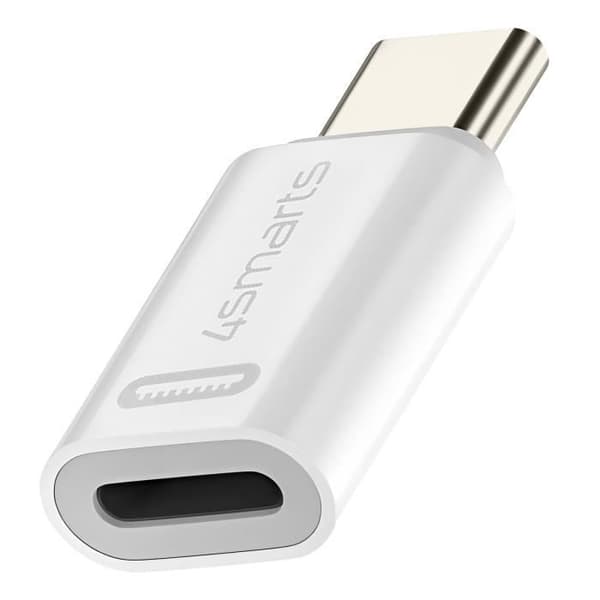 iPhone Lightning til USB-C adapter - 4smarts - Sæt af 2 - Power Delivery 27W - Hvid