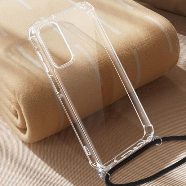Kotelo Samsung A15 - AVIZAR - Puolijäykkä - Läpinäkyvä - Punottu johto 70cm Transparent