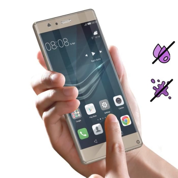Film Beskyttelsesglas - FORCE GLASS - Huawei P9 - Tempereret Glas 9H+ - Fuldt 3D-Beskyttelse - Livslang Garanti Vit
