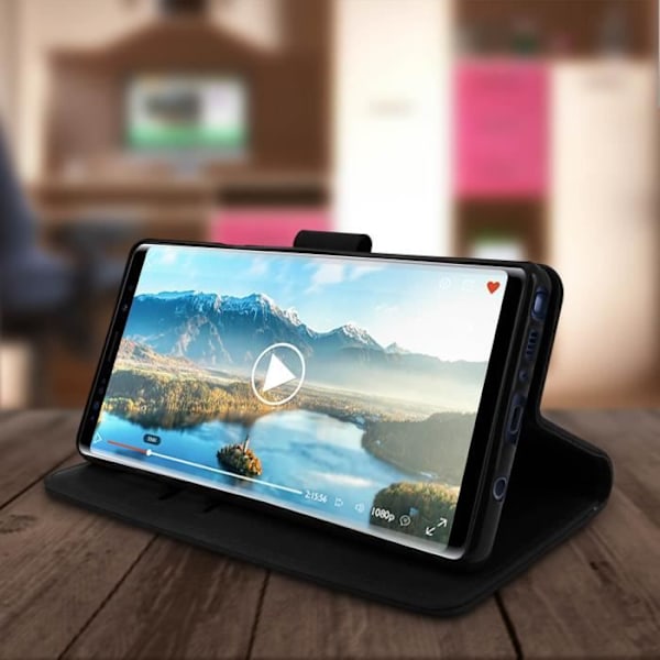 Fodral för Samsung Galaxy Note 9 - AVIZAR - Plånboksfodral - Silikongel - Videostöd - Magnetisk Svart