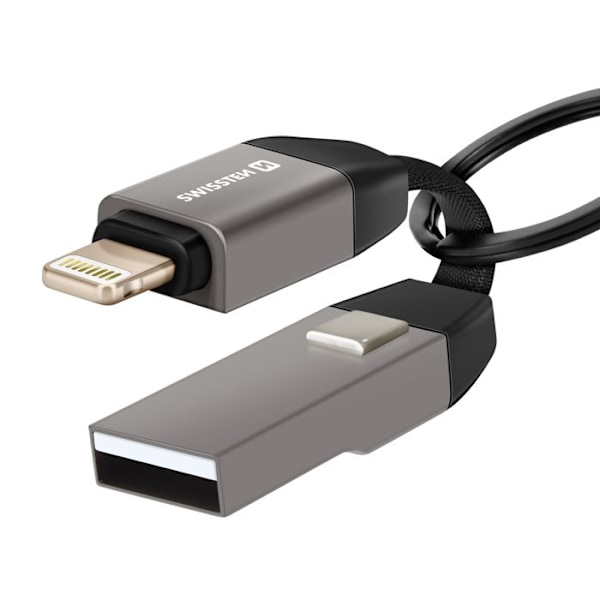 Magneettikaapeli iPhone Lightning / USB Kompakti Avainnauha 9.7cm Swissten Harmaa Grå