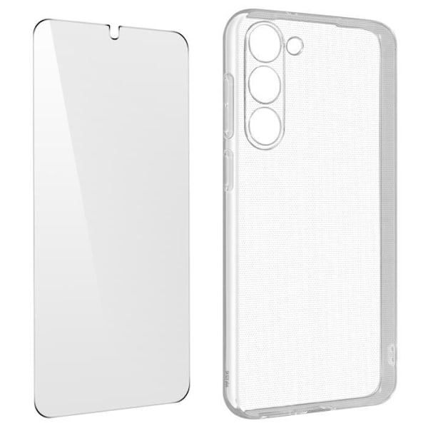 AVIZAR fodral till Samsung Galaxy S23 Plus - Silikongel och 9H härdat glas transparent Vit
