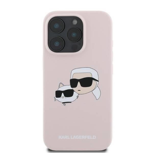 Coque Souple - Karl Lagerfeld - iPhone 16 Pro - Silikoni - Vaaleanpunainen - Suunnittelu Karl ja Choupette Rosa