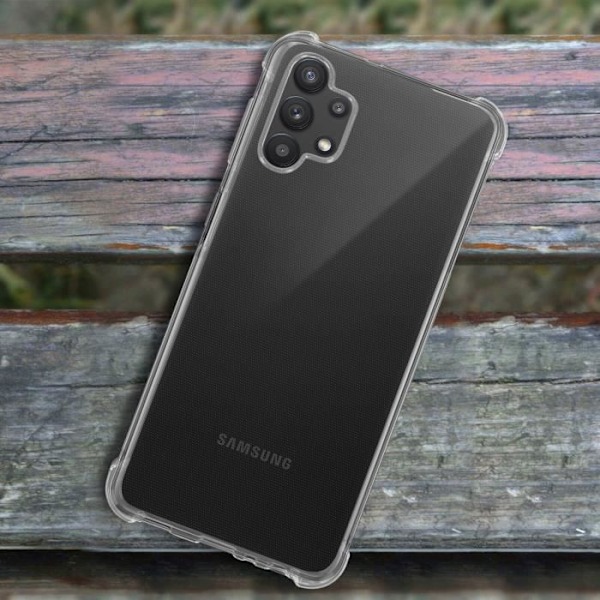 Galaxy A32 Mjukt stötsäkert fodral Förstärkta vinklar Akashi Transparent Vit