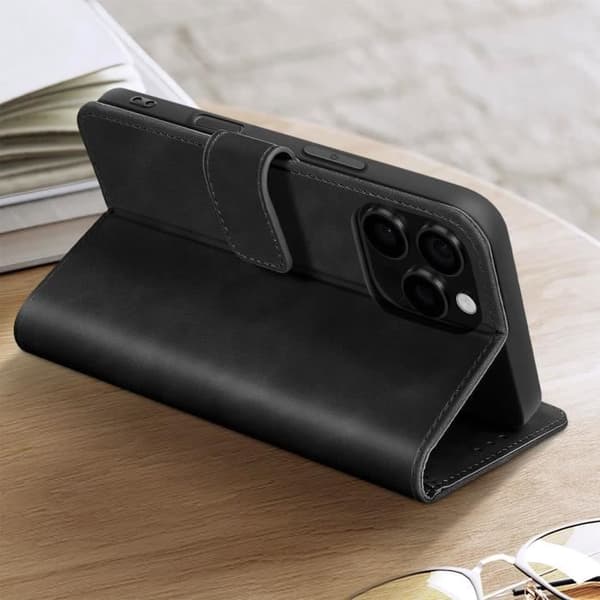 Pung Etui - AVIZAR - iPhone 16 Pro - Sort - Video Støtte - Magnetlukning Sort