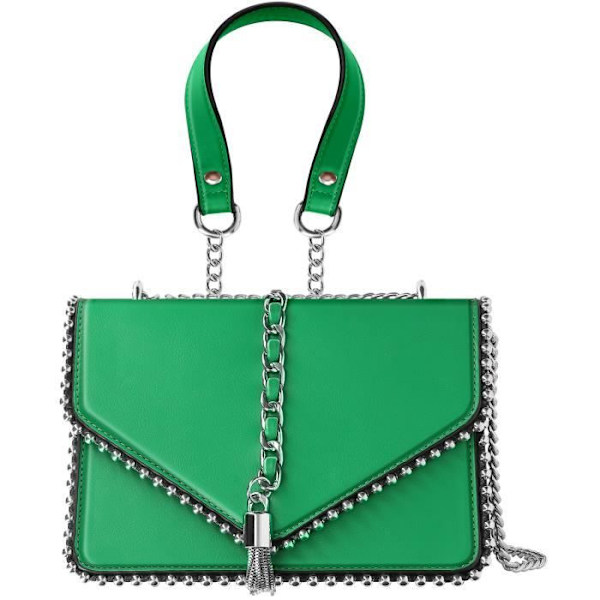 Håndtaske - GALLANTRY - Trendy med metalkædehåndtag - Grøn - Unisex - Magnetisk lukning Grön
