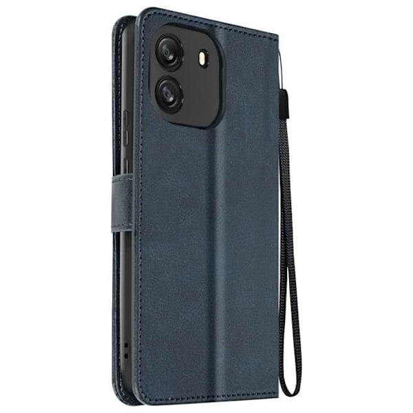 AVIZAR kotelo Blackview Wave 6C:lle - Rannehihna Flip Lompakkotuki - Midnight Blue Blå