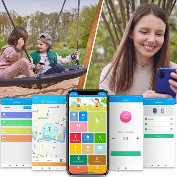 Børneur med SIM WiFi og Bluetooth SOS knap GPS Video Call Forever Black Svart