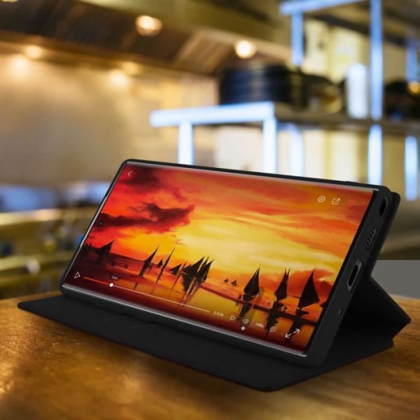 Smartphone taske - AVIZAR - Galaxy M51 - Folio Pung Etui - Øko-læder Sort - Støttefunktion Svart