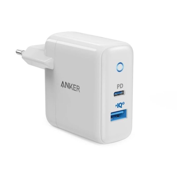 ANKER POWERPORT PD LATURI USB-C18W + USB-A15W VALKOINEN