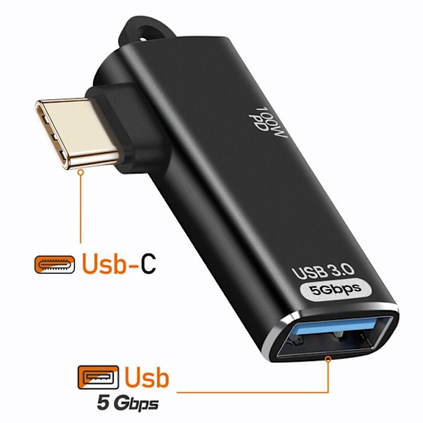OTG USB -adapteri USB-C:hen ja USB-C -lataus 100W 5Gbps siirto LinQ musta