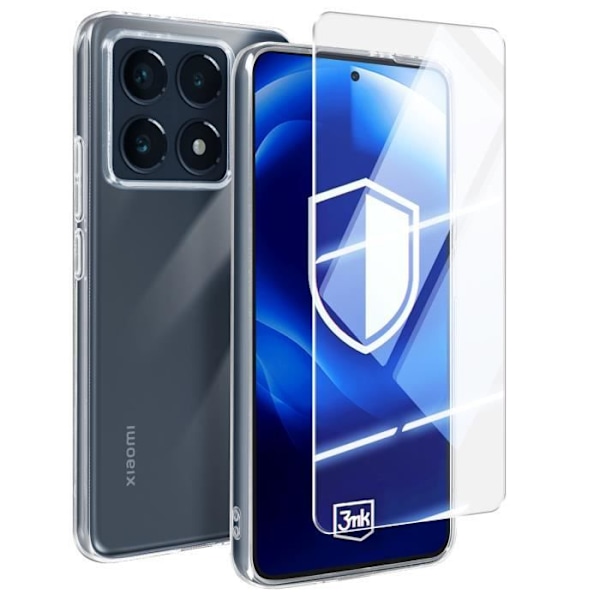 Siliconefodral för Xiaomi 14T Pro med Stöttåligt Härdat Glas 3mk Transparent Transparent