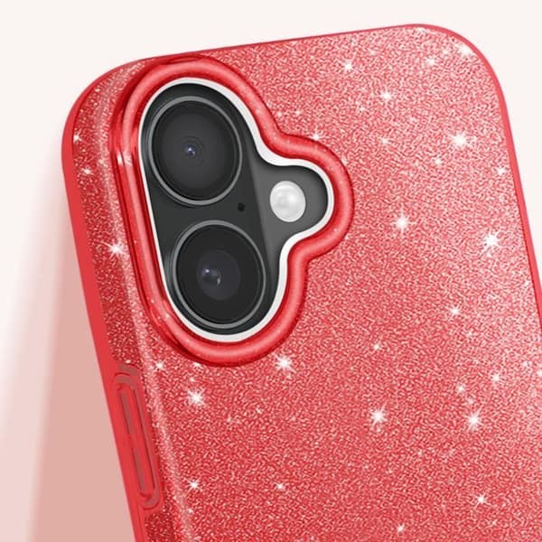 Glittrande Skal för iPhone 16 Plus Stötsäkert Röd Röd