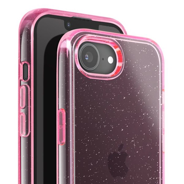 Coque Paillette pour iPhone 16e Hybride Design Glamour Rose Rosa