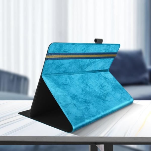 Universal 10-tums tabletfodral läderimitation Marmor Design Videostöd Blå