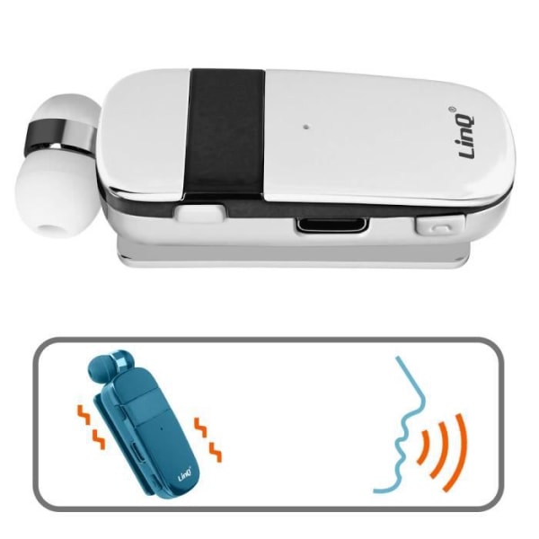 Multipoint Bluetooth Headset 10h Autonomy Indragbar Kabel R8344 LinQ Vit